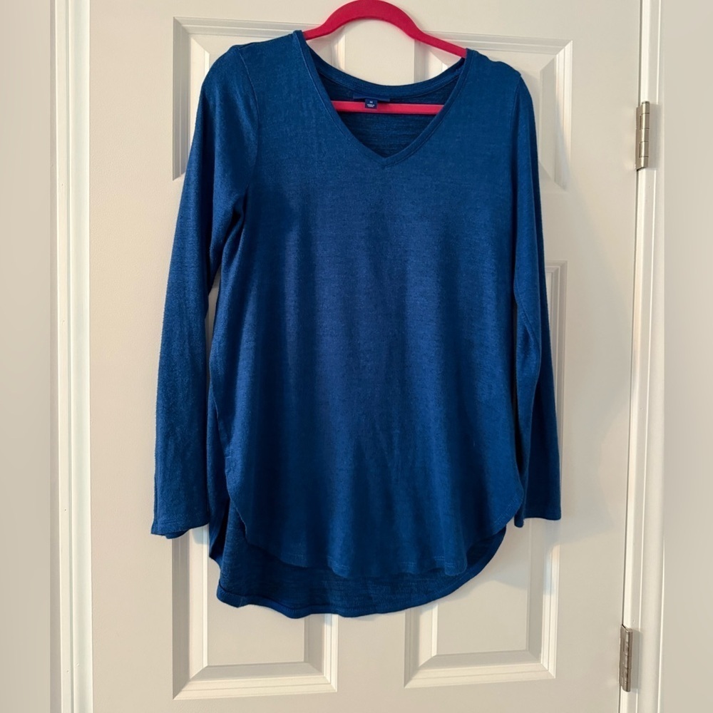 Apt. 9 | Blue and Black Marled Long Sleeve V Neck Sweater | Size M